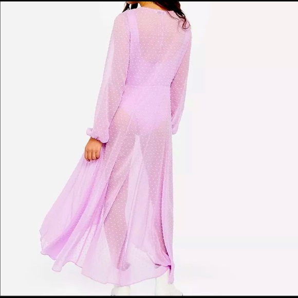 EXPRESS ROCKY BARNES SWISS DOT SHEER KIMONO DRESS - Picture 2 of 3